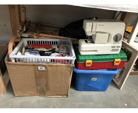 A large Quantity of sewing and tapestry items&amp; a bagged 'Sewland' portable sewing machine