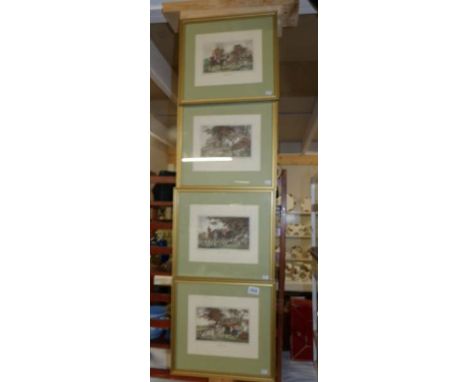 A set of 4 fox hunting engravings dated 1817 and 1818.