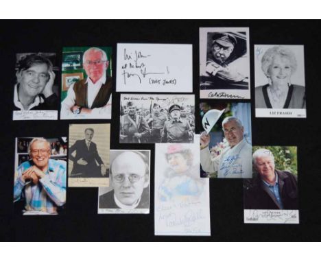 Collection of autographs relating to "Dad's Army" to include Clive Dunn, Ian Lavender, Bill Pertwee, Colin Bean, John Laurie,