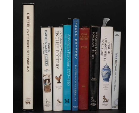 Ceramic reference books, to include: Halfpenny 'English Earthenware Figures', Lewis 'English Pottery', Frelinghuysen 'America
