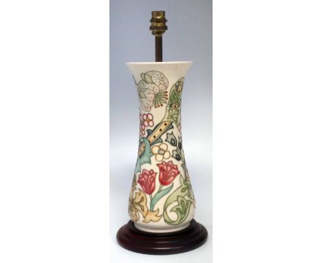 Moorcroft lamp base, decorated with the William Morris Golden Lily pattern, height of ceramic part of the lamp 29.5cm.     Co