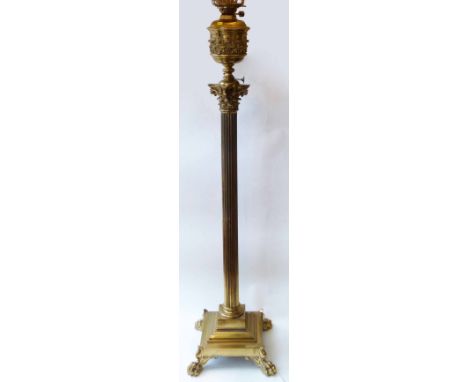 Brass Corinthian column standard oil lamp converted to electricity.