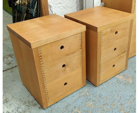 CONRAN PENDINE COLLECTION BEDSIDE CHESTS, a pair, each with three drawers, 45cm L x 59.5cm H x 45cm W. (2) 
