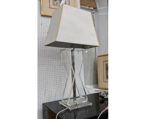 TABLE LAMP, contemporary design, lucite and chrome, with shade, 80cm H x 43cm x 22cm. 