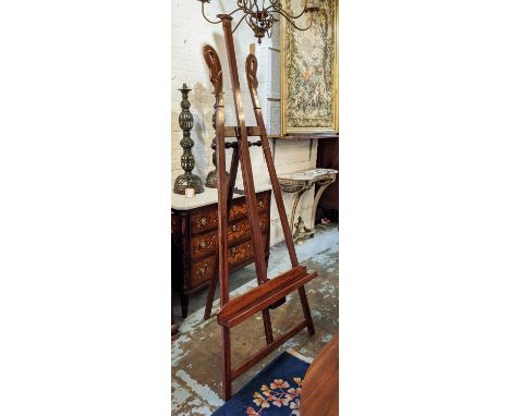 EASEL, 79cm W x 192cm H, Empire style rosewood with swan neck decoration. 