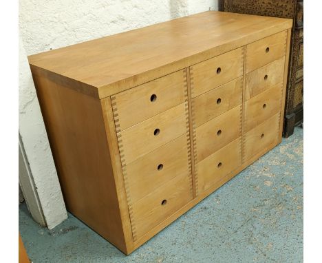 CONRAN PENDINE COLLECTION BANK OF DRAWERS, enclosing twelve drawers, 121cm L x 73cm H x 56cm. 