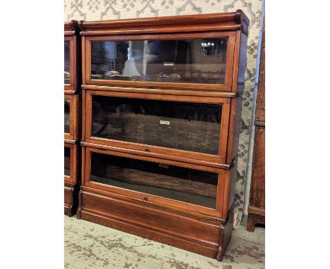 GLOBE WERNICKE BOOKCASE, 86cm x 115cm H x 28cm, three tier. (matching previous lot) 