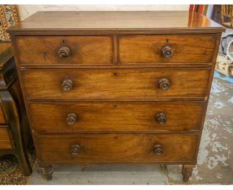 CHEST, 105cm H x 104cm x 51cm, Regency mahogany of five drawers. 
