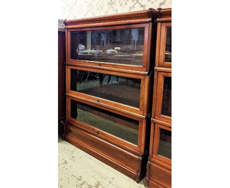 GLOBE WERNICKE BOOKCASE, 86cm x 115cm H x 28cm, circa 1910, walnut of three gazed tiers. 