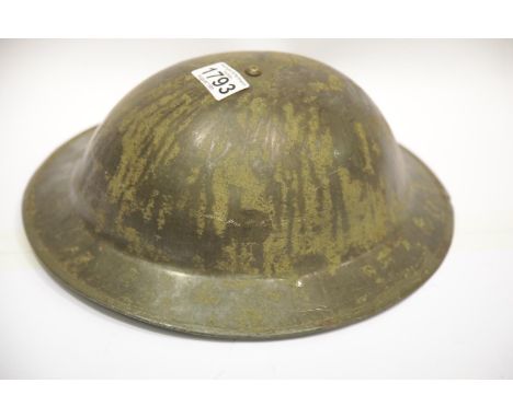 Late WWI early WWII US Kelly helmet and liner. P&amp;P Group 2 (£18+VAT for the first lot and £3+VAT for subsequent lots) 