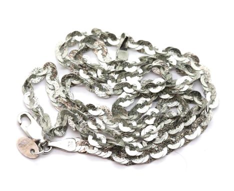 9ct white gold link neck chain, L: 44 cm, 4.9g. P&amp;P Group 1 (£14+VAT for the first lot and £1+VAT for subsequent lots) 