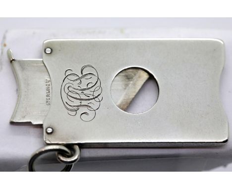 Rare American antique sterling silver cigar cutter watch chain fob, USA patent date Mar-29-10. P&amp;P Group 1 (£14+VAT for t