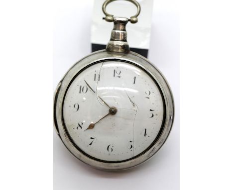 Silver pair cased fusee pocket watch, assay Birmingham 1804 made by William Latham Macclesfield. P&P Group 1 (£14+VAT for the