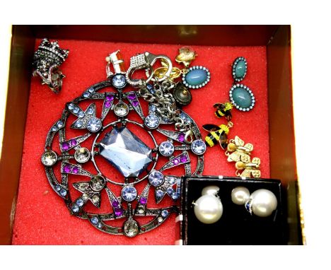 Boxed pair of Butler and Wilson earrings, and a selection of unboxed Butler and Wilson jewellery including a large skull ring