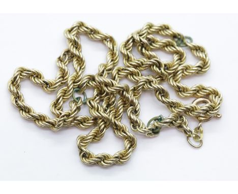 9ct gold rope-twist neck chain, L: 43 cm, 5.2g, two links replaced with base metal links. P&amp;P Group 1 (£14+VAT for the fi