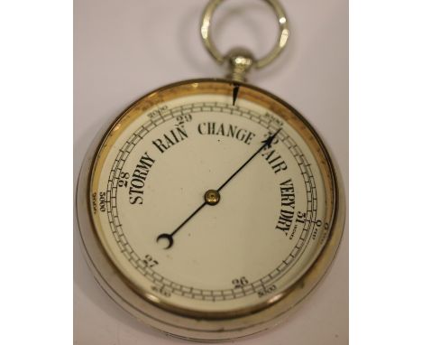 Stainless steel Goliath hand held antique barometer, appears to be working but unchecked. P&amp;P Group 1 (£14+VAT for the fi