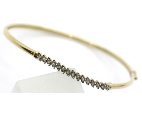 9ct gold diamond set bangle, mis-shapen, 4.1g. P&amp;P Group 1 (£14+VAT for the first lot and £1+VAT for subsequent lots) 