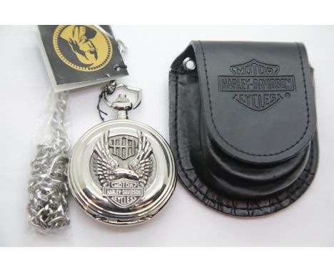 Boxed Franklin Mint Harley Davidson pocket watch and chain. P&amp;P Group 1 (£14+VAT for the first lot and £1+VAT for subsequ