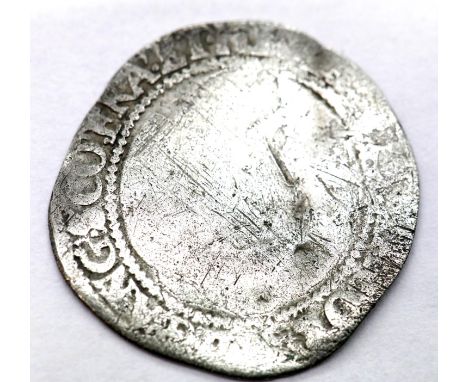 Silver Hammered Sixpence of Elizabeth Tudor - Rarer Irish issue with Harp. P&amp;P Group 1 (£14+VAT for the first lot and £1+