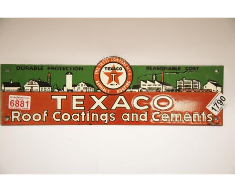 Texaco enamel sign, 14 x 13 cm approximately. P&amp;P Group 2 (£18+VAT for the first lot and £3+VAT for subsequent lots) 