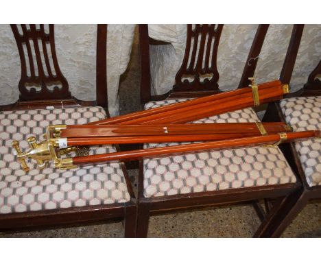 Modern hardwood and brass mounted tripod stand for telescope or compass