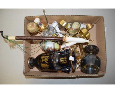 Mixed Lot: Continental porcelain tobacco pipe, various ornaments and other items