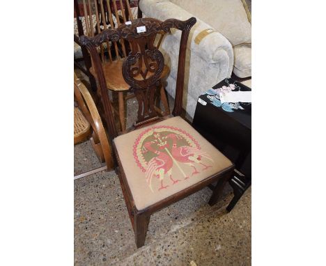 Single Georgian mahogany dining chair with tapestry seat