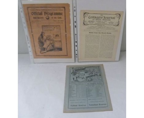 FOOTBALL. &nbsp;Tottenham Hotspur Official Programme, December 24 1938; Milwall FC Offical Programme, February 28 1925 &amp; 