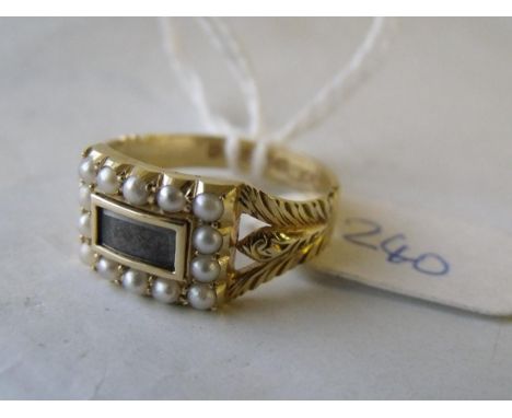 Antique 15ct pearl set memorial ring 4g    