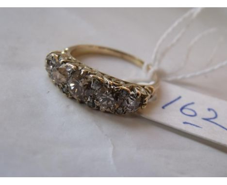 ANTIQUE 18CT FIVE STONE DIAMOND ring set with  approx 2ct of champagne coloured diamonds   