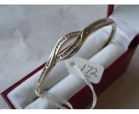 9ct diamond set hinged bangle 13.2g boxed    