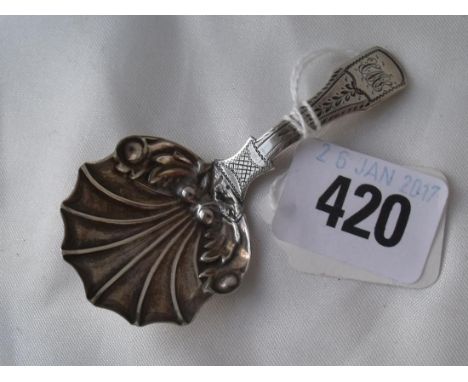 Georgian bright cut fiddle pattern caddy spoon Birm  1833 by L & Co    7g       