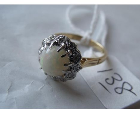Good 18ct opal & diamond cluster ring 'N'    
