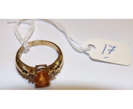 Diamond & fire opal 9ct ring 'N'     