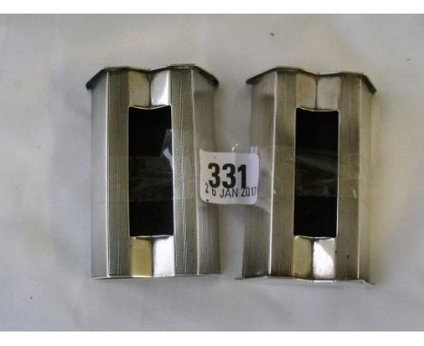 Pair of unusual art deco engine turned ash trays  3.5” wide Lon 1930 by SM Co  150g     