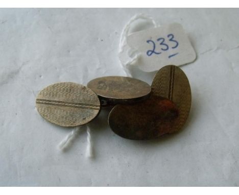 Pair silver gilt engine turned cufflinks    