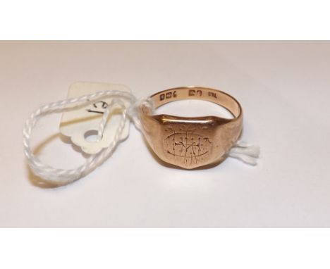 9ct Shield gents signet ring 5.5g