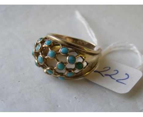 Large 9ct turquoise set ring 4.5g     