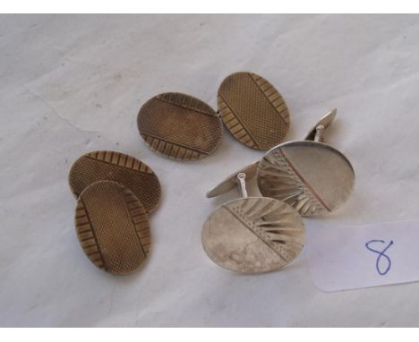 A pair gold on silver cufflinks and a silver pair 15g   