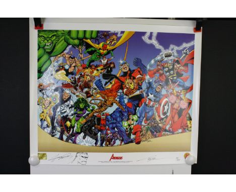 Comics - Two Dynamic Force Marvel signed posters featuring The Avengers &amp; Wolverine 25th Anniversary, plus Spider-Man 02 