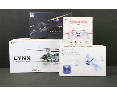 Radio Control - Four boxed Hubsan R/C drones &amp; helicopters to include Lynx 2.4Ghz Series 4 Channel - no. H101B, X4 Desire