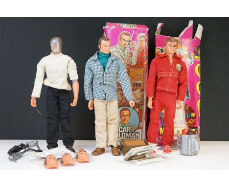 Denys Fischer Six Million Dollar Man - Three figures to include boxed Oscar Goldman with suitcase and instructions, boxed Mas