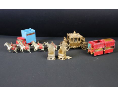 Corgi Toys Diecast ' Bedford Tractor Unit ', Corgi Major Toys Diecast Circus Animal Cage,  Two J R &amp; Co Metal Coronation 