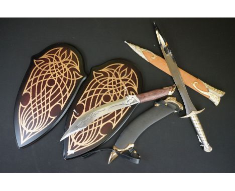 Two Lord Of The Rings / The Hobbit replica swords to include Sting (approx 63cm long) in scabbard &amp; Aragorn Elven Knife (