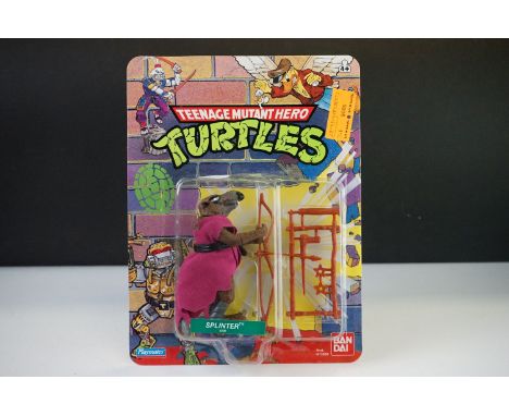 Teenage Mutant Hero Turtles - Original carded Playmates Bandai TNMT Splinter figure, unpunched, 20 back, UK 'Hero' version, v