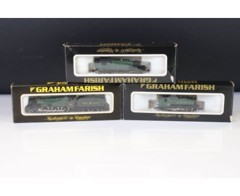 Three boxed Graham Farish N gauge locomotives to include 1404 Hall Class, 1604 Prairie Tank GWR and 1104 Pannier Tank GWR 