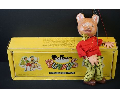 Boxed Pelham Puppets Rupert The Bear, incorrectly boxed, puppet is in good overall condition, strings vg 