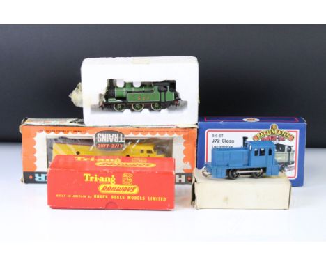 Five OO / HO guage locomotives to include boxed Bachmann 31050 LNER 0-6-0T J72 Class, boxed Triang R153 0-6-0 Saddle Tank bla