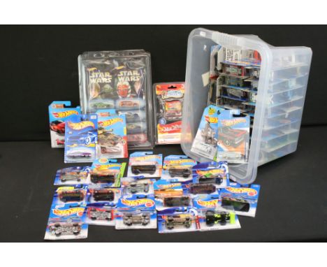 Around 70 carded Mattel Hot Wheels diecast models to include a set of 8 x Star Wars models, ex 