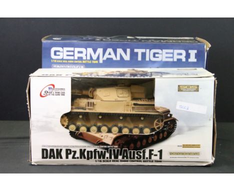 Two boxed Heng Long SOS Series 1/16 scale R/C battle tanks to include DAK Px.Kpfw.IV Ausf.F-1, no. 3858-1 (model &amp; conten